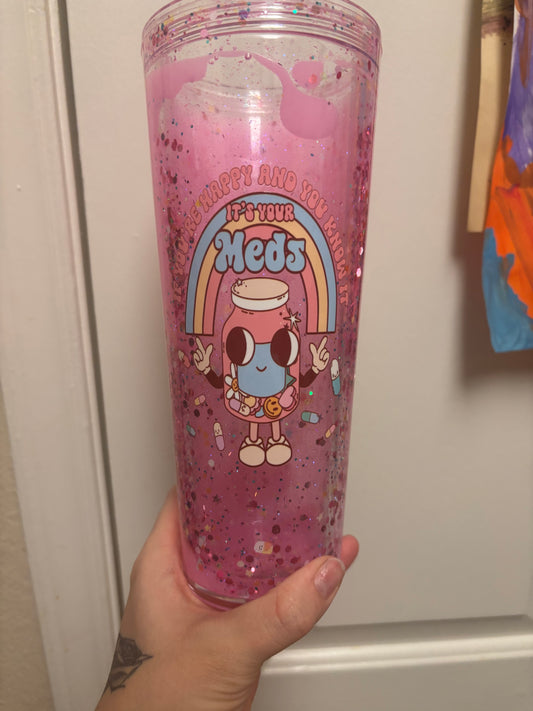 Dopa-Mean It – Pink Happy Pill Lava Tumbler 💊🌈